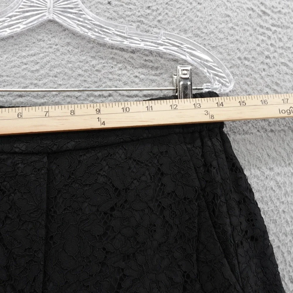 J Crew Lace Pull On‎ Ankle Pants Size 2 Black Women Elastic Waist Scalloped Hem